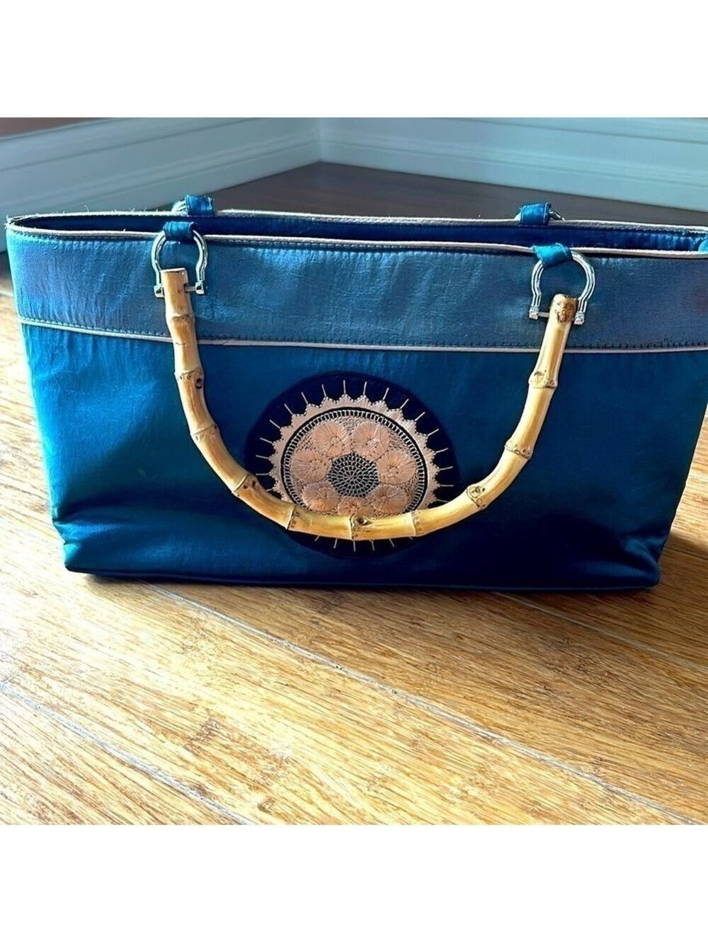 Silk Asian Mandarin purse with bamboo handles